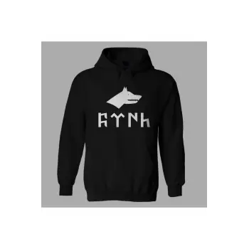 Oversize Gök Türk Kurt Siyah Hoodie