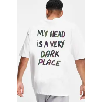 Oversize Murky Baskılı Beyaz Tshirt NRAGE228