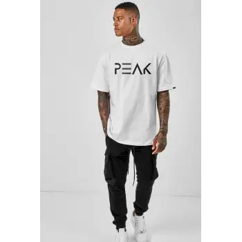 Oversize Peak Baskılı Beyaz Tshirt NRAGE132