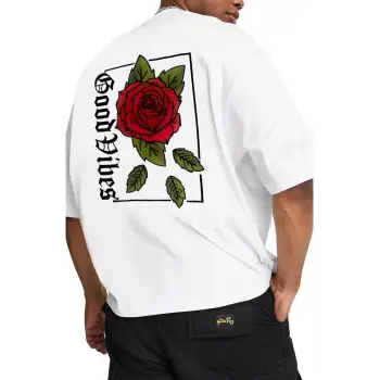 Oversize Rose Unisex Beyaz T-shirt