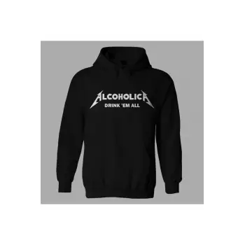 Oversize Siyah Metallica Logo Hoodie