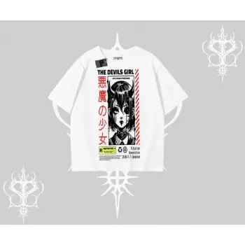 Oversize Tshirt Anime Devils Girl Japanese Style Baskılı