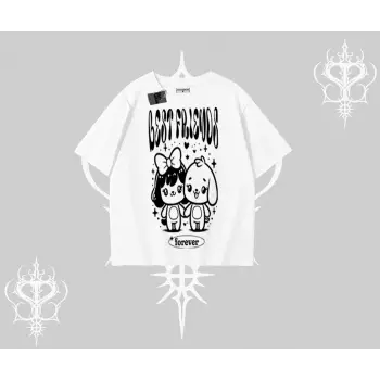 Oversize Tshirt Best Friends Forever Baskılı Sevimli Tasarım