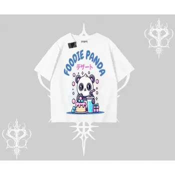 Oversize Tshirt Foodie Panda Tatlı ve Sevimli Panda Baskılı