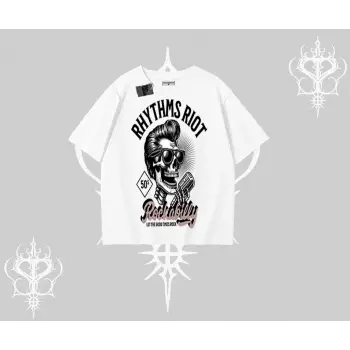 Oversize Tshirt Rhythms Riot Vintage Rockabilly Skull Street Aesthetic