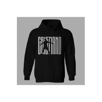 Oversize Unisex Siyah Cristiano Ronaldo Hoodie
