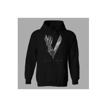 Oversize Vikings Siyah Hoodie