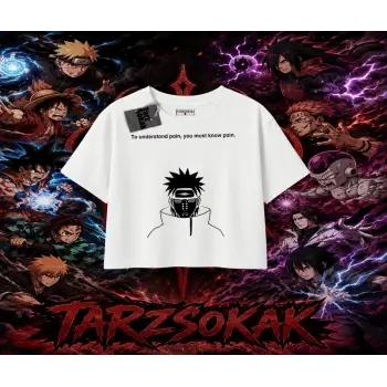 Pain nagato Naruto Anime Karakter Kadın Crop Tişört Beyaz