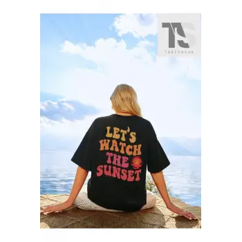 Palmiye Baskılı Sloganlı Kadın T-Shirt