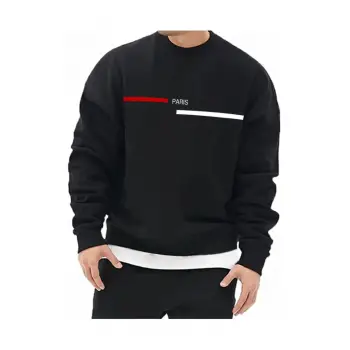 PARİS Oversize Bisiklet Yaka Pamuklu Sweatshirt Siyah
