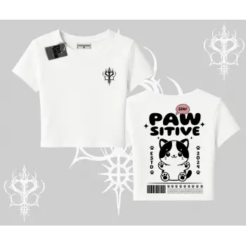 Paw Sitive Kedi Arka Baskılı Babby Tee Tshirt