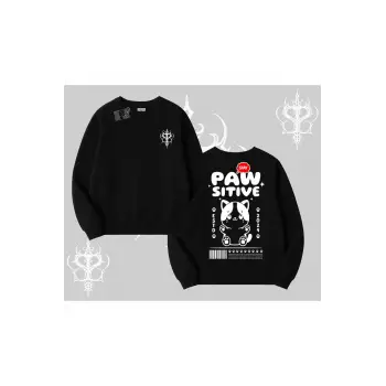 Paw Sitive Kedi Arka Baskılı Biskilet Sweatshirt