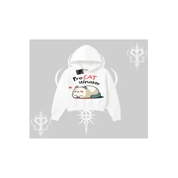 Paws Off Yazılı Kedi Baskılı Streetwear Biskilet Sweatshirt