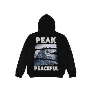 Peak Peace Siyah Oversize Unisex Kapüşonlu Sweatshirt Hoodie