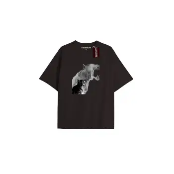 Penguen Baskılı Oversize Kalıp Unisex T-shirt