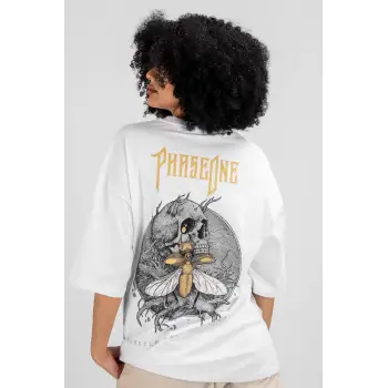 Phaseone Sırt Baskılı Beyaz Unisex Oversize