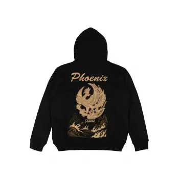 Phoenix Siyah Oversize Unisex Kapüşonlu Sweatshirt Hoodie