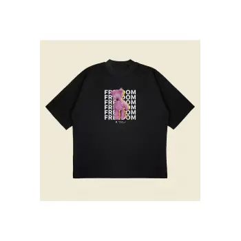 Pink Anarchy Baskılı Oversize Unisex Pamuklu Nefes Alan Kalın Kumaşlı