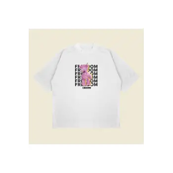 Pink Anarchy Baskılı Oversize Unisex Pamuklu Nefes Alan Kalın Kumaşlı