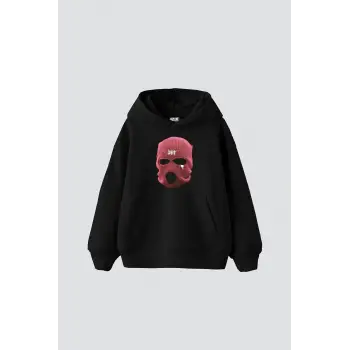 Pink Mask Baskılı Oversize Unisex Premium Siyah