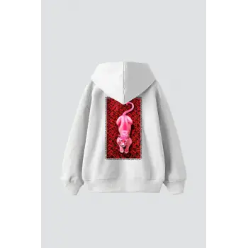 Pink Panther Baskılı Oversize Unisex Beyaz