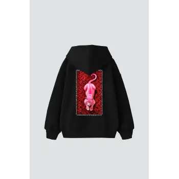 Pink Panther Baskılı Oversize Unisex Siyah