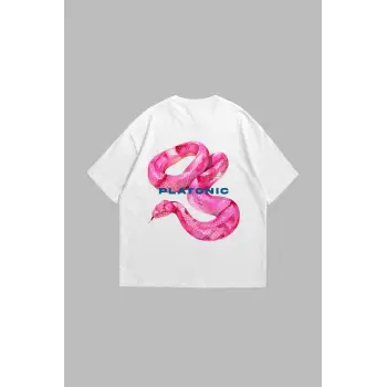 Platonic Baskılı Oversize Unisex Beyaz