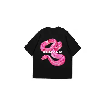 Platonic Baskılı Oversize Unisex Siyah