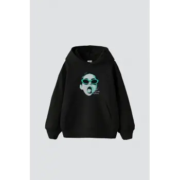 Pleasure Baskılı Oversize Unisex Siyah