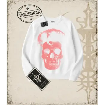 POMPADOUR SKULL Oversize Unisex Bisiklet Yaka Sweatshirt