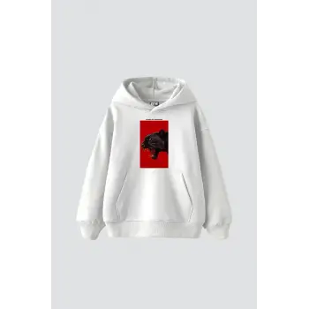 Power Of Darkness Baskılı Oversize Unisex Beyaz