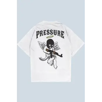 Pressure Beyaz Oversize Unisex T-shirt