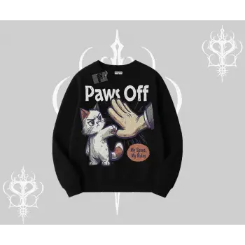 ProCATstinator Kedi Baskılı Kapşonlu Crop Sweatshirt