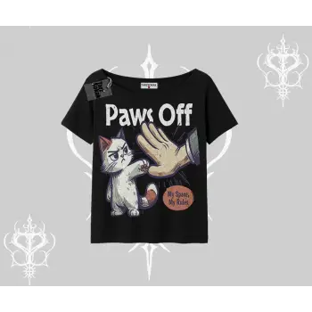 ProCATstinator Kedi Baskılı Oversize Crop Tshirt