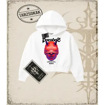 PSEUDOS Kadın Crop Kapşonlu Sweatshirt