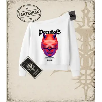 PSEUDOS Kadın Kayık Yaka Sweatshirt
