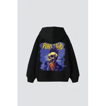 Punks Not Dead Baskılı Oversize Unisex Siyah