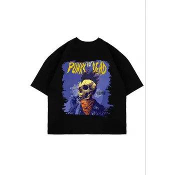 Punks Not Dead Sırt Baskılı Oversize Unisex Siyah