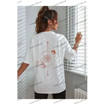 Pusula Baskılı Oversize Unisex