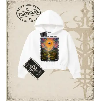 PYSCHEDELIC   Kadın Crop Kapşonlu Sweatshirt