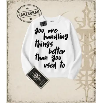 QUOTES   Oversize Unisex Bisiklet Yaka Sweatshirt