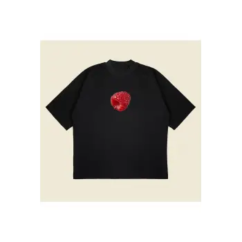 Raspberry Baskılı Oversize Unisex Pamuklu Nefes Alan Kalın Kumaşlı