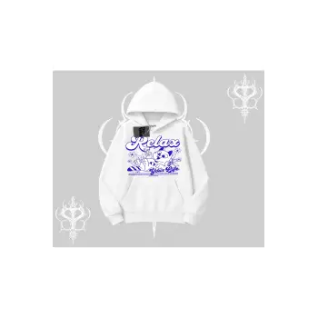 Relax Kedi Baskılı Kapşonlu Sweatshirt