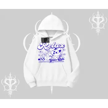 Relax Kedi Baskılı Kapşonlu Sweatshirt