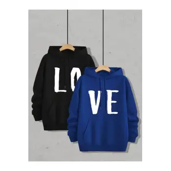 Renkli Kapşonlu Sweatshirt Çift Sevgili Kombinleri Couple Clothing