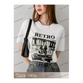 RETRO Baskılı Oversize Kalıp Unisex T-shirt