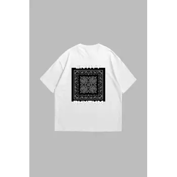 Rhythm Bandana Baskılı Oversize Unisex Beyaz