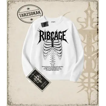 RIBCAGE Oversize Unisex Bisiklet Yaka Sweatshirt