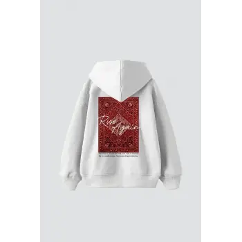 Rise Again Baskılı Oversize Unisex Premium Beyaz