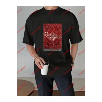 Rise Again Baskılı Oversize Unisex Siyah